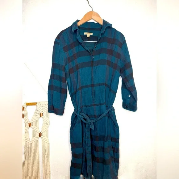 burberry shirt dress blue Burberry Striped Shirt Dress In Blue Silk main image 0